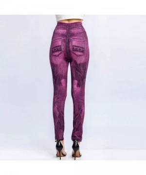 Tops 2020 Fashion Leggings for Women High Waist Print Jeggings Womens Juniors Classic Imitate Denim Skinny Jeans Hot Pink 1 -...