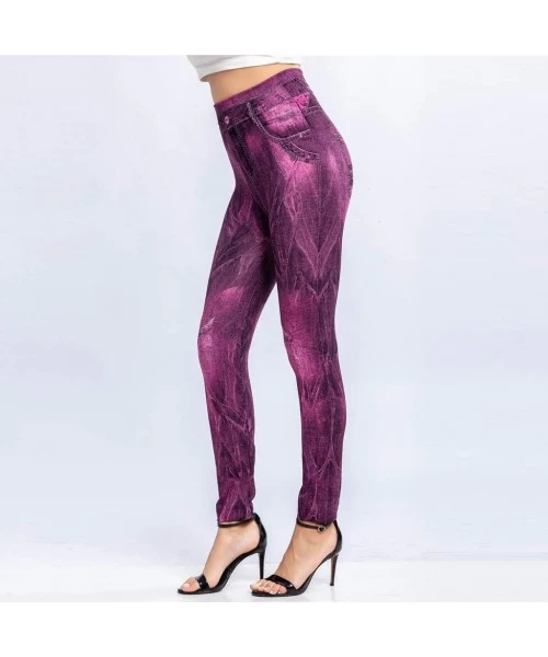 Tops 2020 Fashion Leggings for Women High Waist Print Jeggings Womens Juniors Classic Imitate Denim Skinny Jeans Hot Pink 1 -...