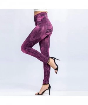 Tops 2020 Fashion Leggings for Women High Waist Print Jeggings Womens Juniors Classic Imitate Denim Skinny Jeans Hot Pink 1 -...