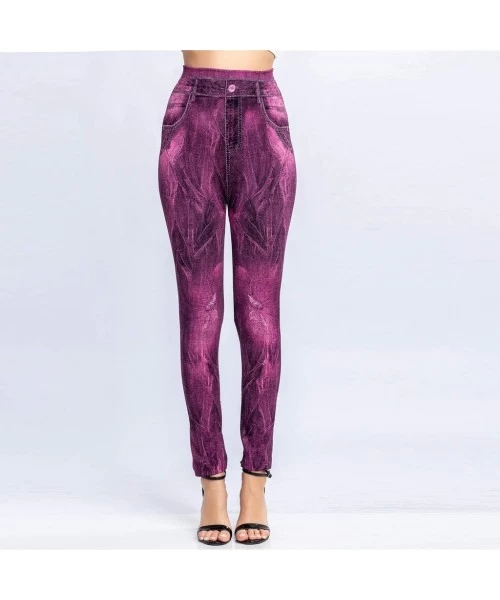 Tops 2020 Fashion Leggings for Women High Waist Print Jeggings Womens Juniors Classic Imitate Denim Skinny Jeans Hot Pink 1 -...