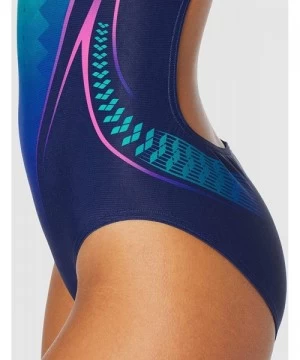 Racing Womens Print Booster Back One Piece Swimsuit - Navy-aphrodite - CJ18G3Q9KH0