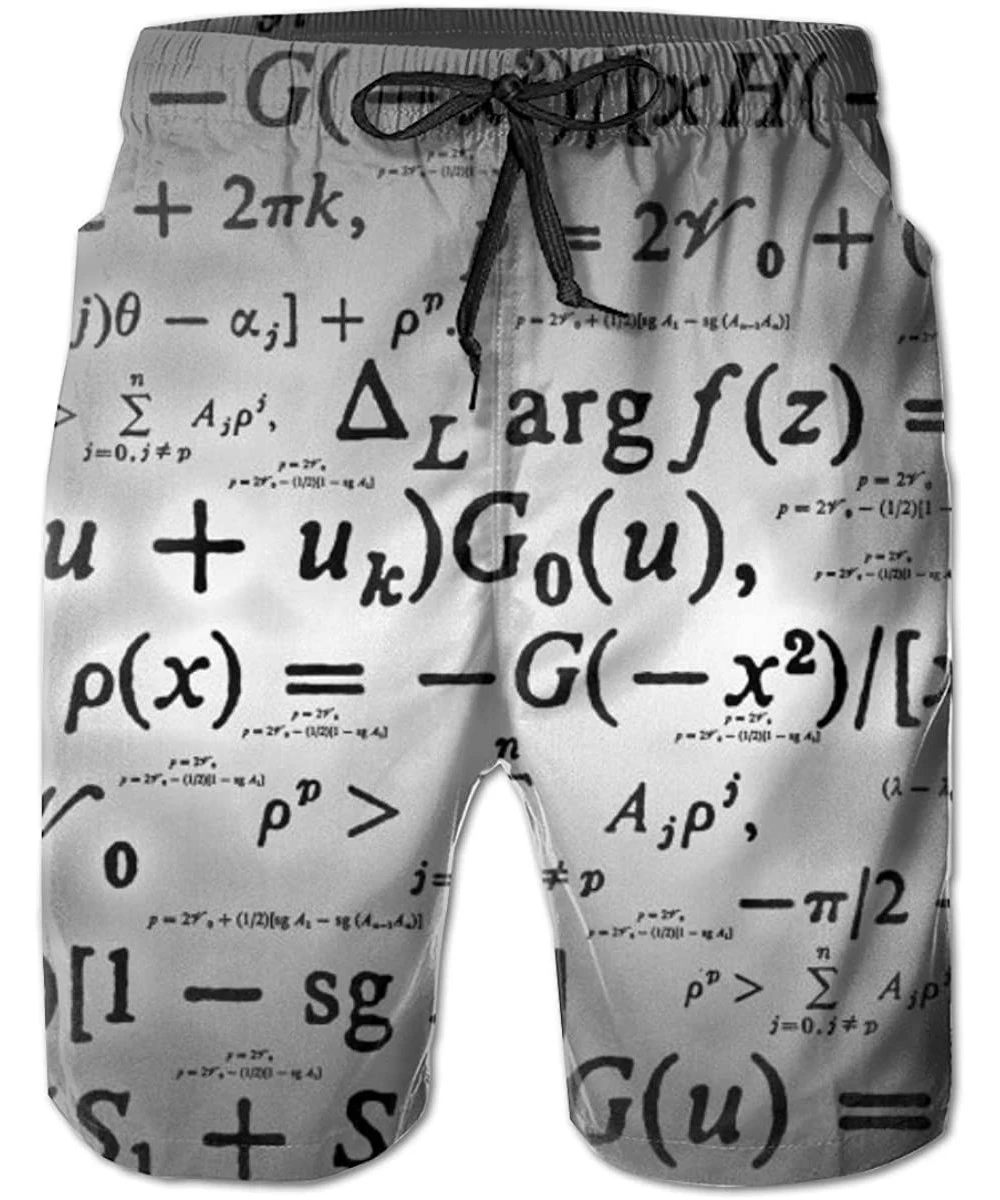 Board Shorts Men Boys Beach Board Shorts Adjustable Drawstring Quick Dry Bathing Suit - Math Equation Grey - CS190X7OEKK