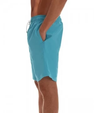 Board Shorts Men's Swimming Trunks Shorts with Pockets- Quick Dry Bathing Suit - Longer Length - Turquoise - CU18RE3WSOI