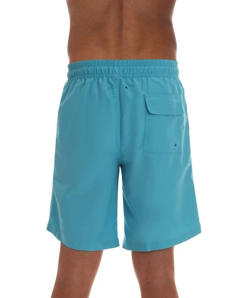 Board Shorts Men's Swimming Trunks Shorts with Pockets- Quick Dry Bathing Suit - Longer Length - Turquoise - CU18RE3WSOI