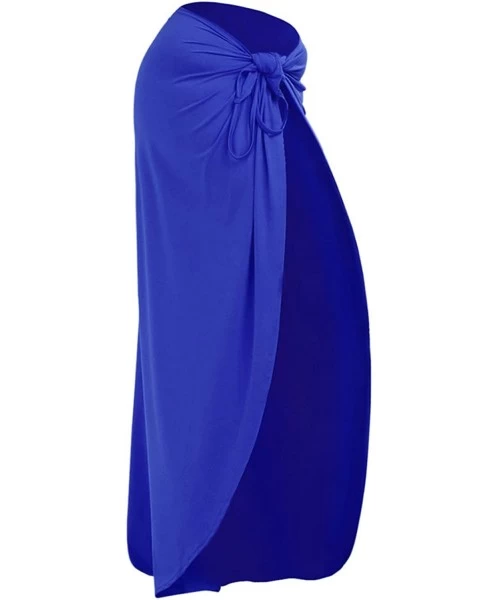 Sets Women Spaghetti Strap Beach Wrap Dress Backless Bikini Swimsuit Cover Up - Blue - C418CGCNM36