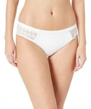 Tankinis Women's Crochet Spliced Bikini Swim Bottom - In First Lace Solid White - CX18K2G2YHT