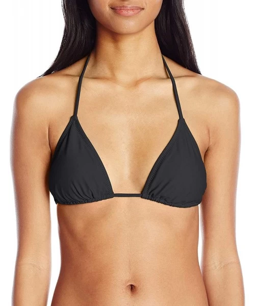 Tops Women's Simply Solid Triangle Halter Swimsuit Bikini Top - Black - C212L7MV8TD