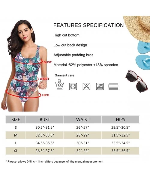 One-Pieces Women's Charming Hawaii Flower Print One-Piece Swimsuit - Charming Hawaii Flower - C318Y9IKOX7