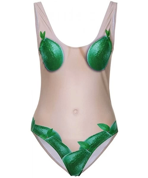 Sets Women One Piece 3D Printing Swimsuit V Neck Swimwear Tummy Control Backness Bathing Suit Swimwear Beachwear Green - CF19...