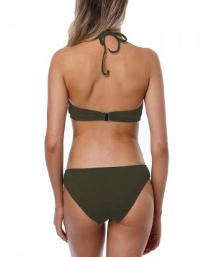 Sets Women's High Neck Halter Bikini Set 2 Piece Swimsuit Bathing Suits - Army Green - CY19C2IDG4U