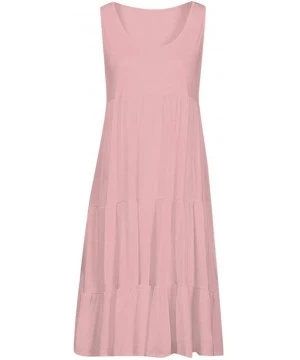 Cover-Ups Dresses for Women Casual Summer-Plus Size Sleeveless Cocktail Party Mini Dress A Line Swing Dress Sundress - Pink -...