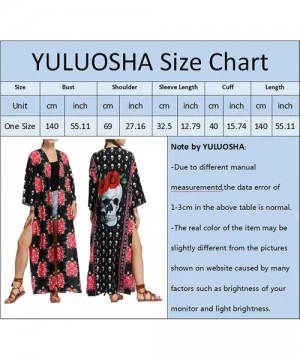 Cover-Ups Women's Boho Floral Long Kimono Cardigans Top Casual Loose Maxi Open Front Plus Size Beach Swimsuit Cover Up - Rose...