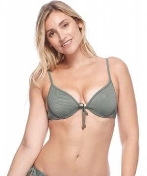 Tops Women's Stella Molded Cup Underwire Bikini Top Swimsuit - Serenity Moss Solid Rib - C618Z067TXD