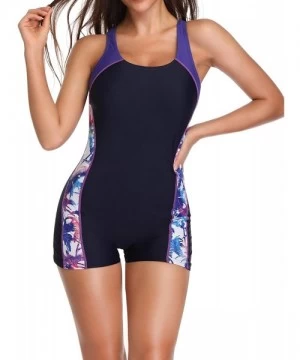 One-Pieces Womens Boyleg One Piece Athletic Swimsuits with Shorts Sport Lap Bathing Suit Racerback Swimwear for Teens Girl Pu...