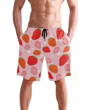 Board Shorts Men's Swim Trunks Japanese Cherry Blossom with Mount Fuji Quick Dry Beach Board Shorts with Pockets - Pink Straw...