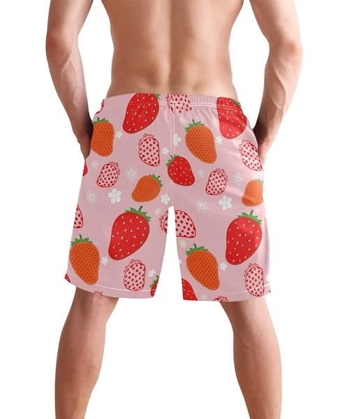 Board Shorts Men's Swim Trunks Japanese Cherry Blossom with Mount Fuji Quick Dry Beach Board Shorts with Pockets - Pink Straw...