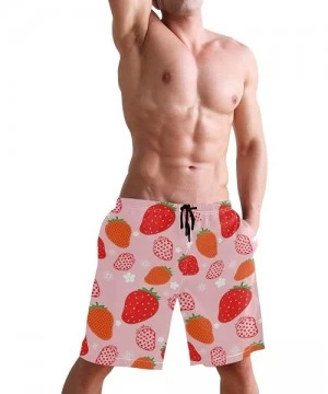 Board Shorts Men's Swim Trunks Japanese Cherry Blossom with Mount Fuji Quick Dry Beach Board Shorts with Pockets - Pink Straw...