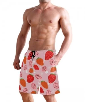 Board Shorts Men's Swim Trunks Japanese Cherry Blossom with Mount Fuji Quick Dry Beach Board Shorts with Pockets - Pink Straw...