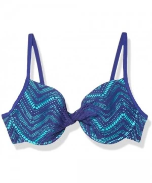 Tops Women's Crochet Passion Push Up Bra Bikini Top - Blue - CM12E2K54ZL