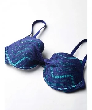 Tops Women's Crochet Passion Push Up Bra Bikini Top - Blue - CM12E2K54ZL