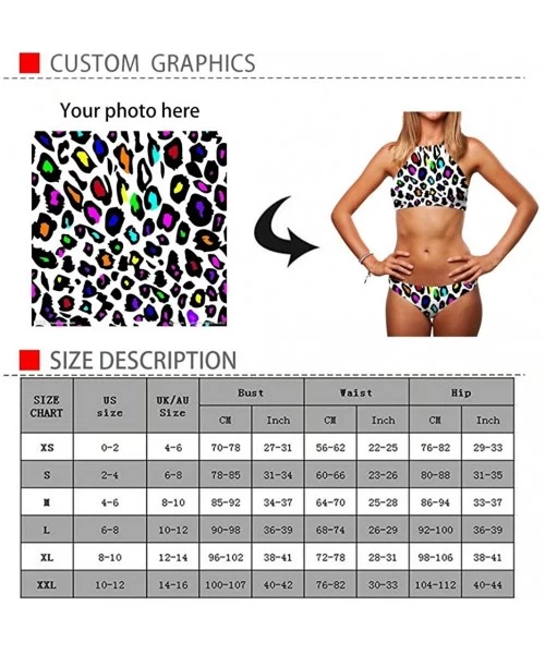 Sets Womens Padded Push-up Bikini Set 2-Piece Swimsuit Summer Floral Rose Printed - Leopard-1 - CM194XSASZS