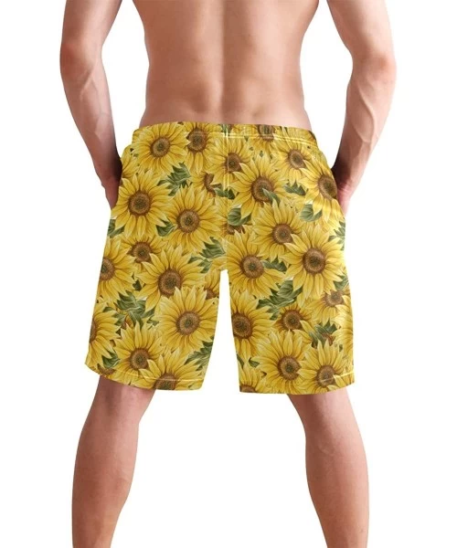 Board Shorts Men's Swim Trunks Japanese Cherry Blossom with Mount Fuji Quick Dry Beach Board Shorts with Pockets - Vintage Su...