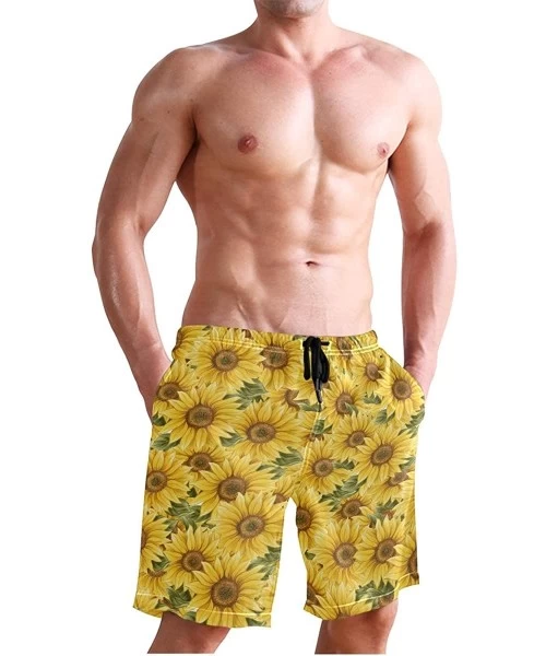 Board Shorts Men's Swim Trunks Japanese Cherry Blossom with Mount Fuji Quick Dry Beach Board Shorts with Pockets - Vintage Su...