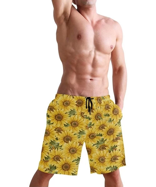 Board Shorts Men's Swim Trunks Japanese Cherry Blossom with Mount Fuji Quick Dry Beach Board Shorts with Pockets - Vintage Su...