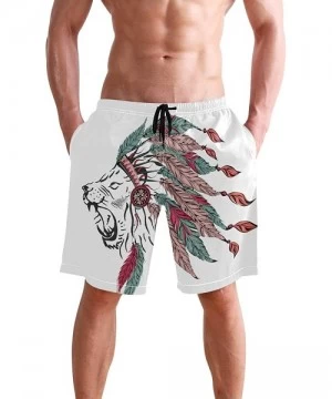 Board Shorts Lion Tribe Drive Away The Summer Hot Men's Funny Beach Board Short Casual Shorts - White - CH184Q3T8Z9