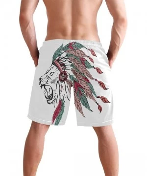 Board Shorts Lion Tribe Drive Away The Summer Hot Men's Funny Beach Board Short Casual Shorts - White - CH184Q3T8Z9