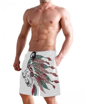 Board Shorts Lion Tribe Drive Away The Summer Hot Men's Funny Beach Board Short Casual Shorts - White - CH184Q3T8Z9