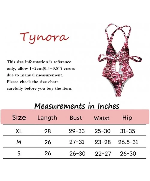 One-Pieces Women Deep V-Neck Snakeskin Print One Piece Swimsuit Bathing Suits Beach Swimwear Bikini - Wine Red - C418QEL5QL9