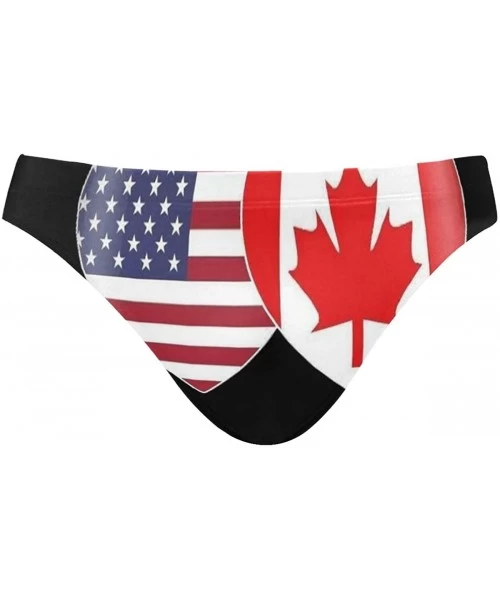 Racing Canada USA Flag Twin Heart Mens Swim Trunks Sport Swim Brief Thong Bikini Swimsuit - As Pattern - CF18XGWDHA4