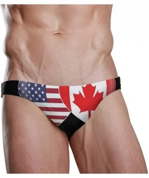 Racing Canada USA Flag Twin Heart Mens Swim Trunks Sport Swim Brief Thong Bikini Swimsuit - As Pattern - CF18XGWDHA4