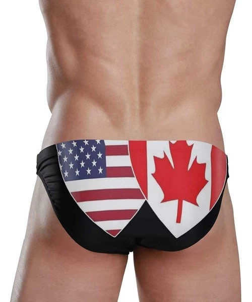 Racing Canada USA Flag Twin Heart Mens Swim Trunks Sport Swim Brief Thong Bikini Swimsuit - As Pattern - CF18XGWDHA4