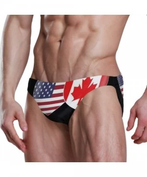 Racing Canada USA Flag Twin Heart Mens Swim Trunks Sport Swim Brief Thong Bikini Swimsuit - As Pattern - CF18XGWDHA4