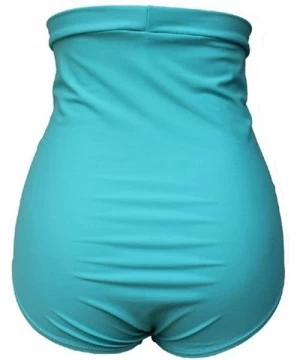 Bottoms Women's High Waisted 50s Retro Bikini Bottom Ruched Swim Shorts Tankinis Swimsuit Brief - Turquoise - C718EDE2TM7