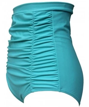 Bottoms Women's High Waisted 50s Retro Bikini Bottom Ruched Swim Shorts Tankinis Swimsuit Brief - Turquoise - C718EDE2TM7