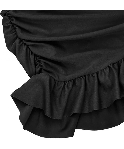 Bottoms Women's Skirted Bikini Bottom Shirred Swim Bottom Ruffle Swim Skirt - 01-black - CU18NAYQ3N5