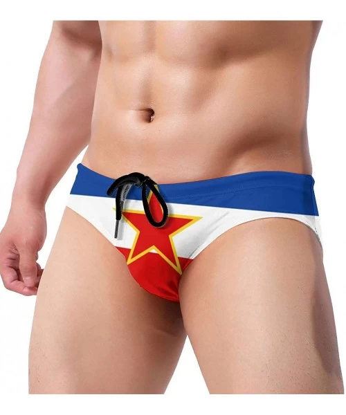 Briefs Men's Swimwear Briefs Swim Trunk Sexy Soft Triangle Thong Bikini Swimsuit American Flag - Yugoslavia Flag 5 - CT19CLLYQ5G