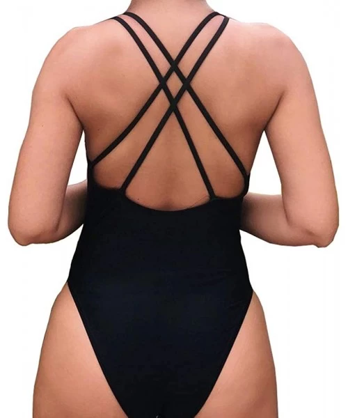 One-Pieces Letter Print Vintage Stappy Cross Back Birde One Piece Swimsuit High Leg Swimwear Bathing Suit - Justdrunk-bk-ggd ...