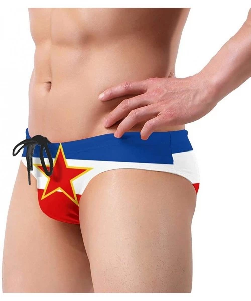 Briefs Men's Swimwear Briefs Swim Trunk Sexy Soft Triangle Thong Bikini Swimsuit American Flag - Yugoslavia Flag 5 - CT19CLLYQ5G