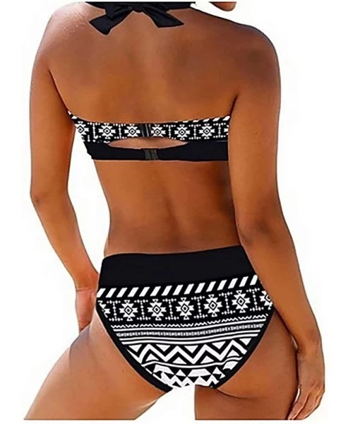 Sets Women Casual Printed Triangle High Waisted Two Piece Sexy Bikini Set - C4190N7R82Q