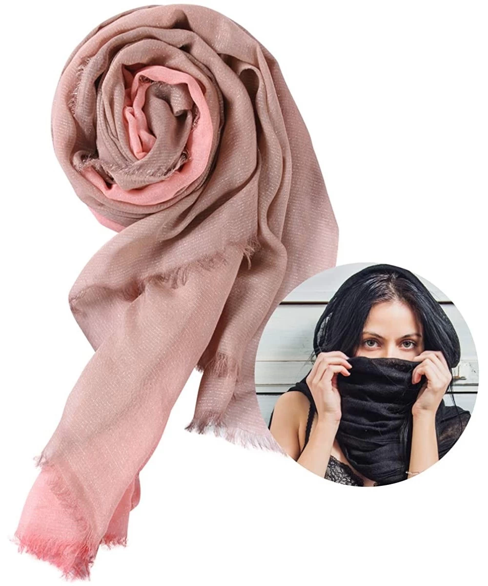 Cover-Ups Womens Scarf Shawl Fashion Lightweight Soft Large Swim Cover up Thin Scarf Head Wrap - 06 Pink/Nude - CZ18S6NCAWK