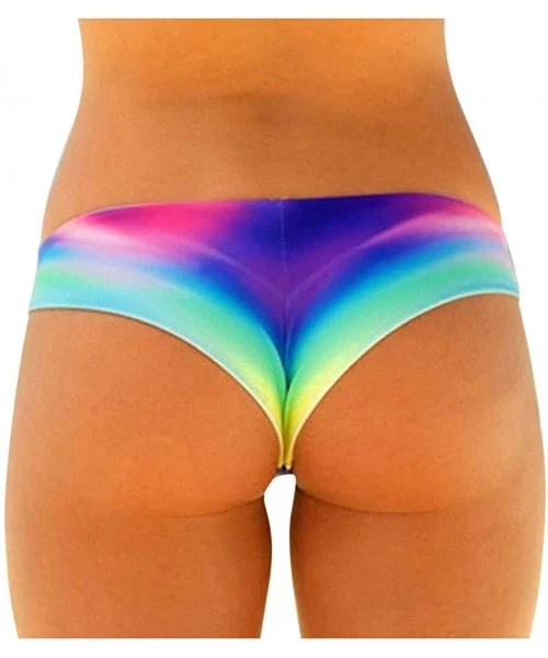 Tankinis Ladies Printed Thong Sexy Bikini Bottoms Bathing Beach Wear for Women Summer Swimsuit - Multi Color - CA196UKUH9Z