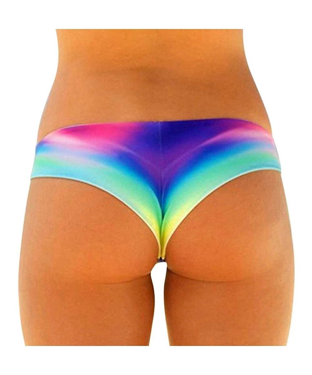 Tankinis Ladies Printed Thong Sexy Bikini Bottoms Bathing Beach Wear for Women Summer Swimsuit - Multi Color - CA196UKUH9Z