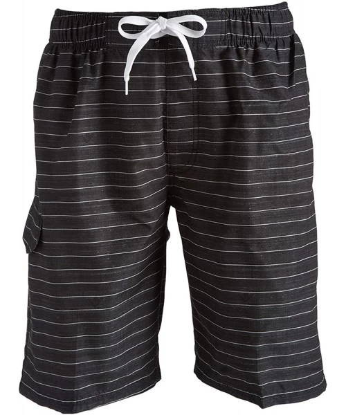 Trunks Men's Echelon Swim Trunks (Regular & Extended Sizes) - Line Up Black - CG187DQO028