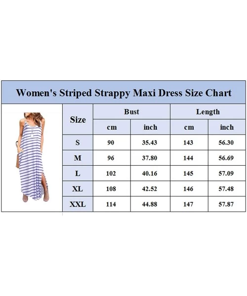 Cover-Ups Women's Summer Casual Loose Pocket Long Beach Cover Up Dress Sleeveless Strappy Split Maxi Dresses - Red Stripe - C...