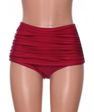 Racing High Waisted Bikini Bottoms Women's High Waisted Swim Bottom Ruched Bikini Tankini Swimsuit Briefs - Red - C9196X33NZ7