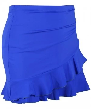 Bottoms Women's Ruched Flounce Swim Skirt Solid Color Tankini Swimsuit Bottom with Brief - Ruffle Royal Blue - CZ18SEC9NAD